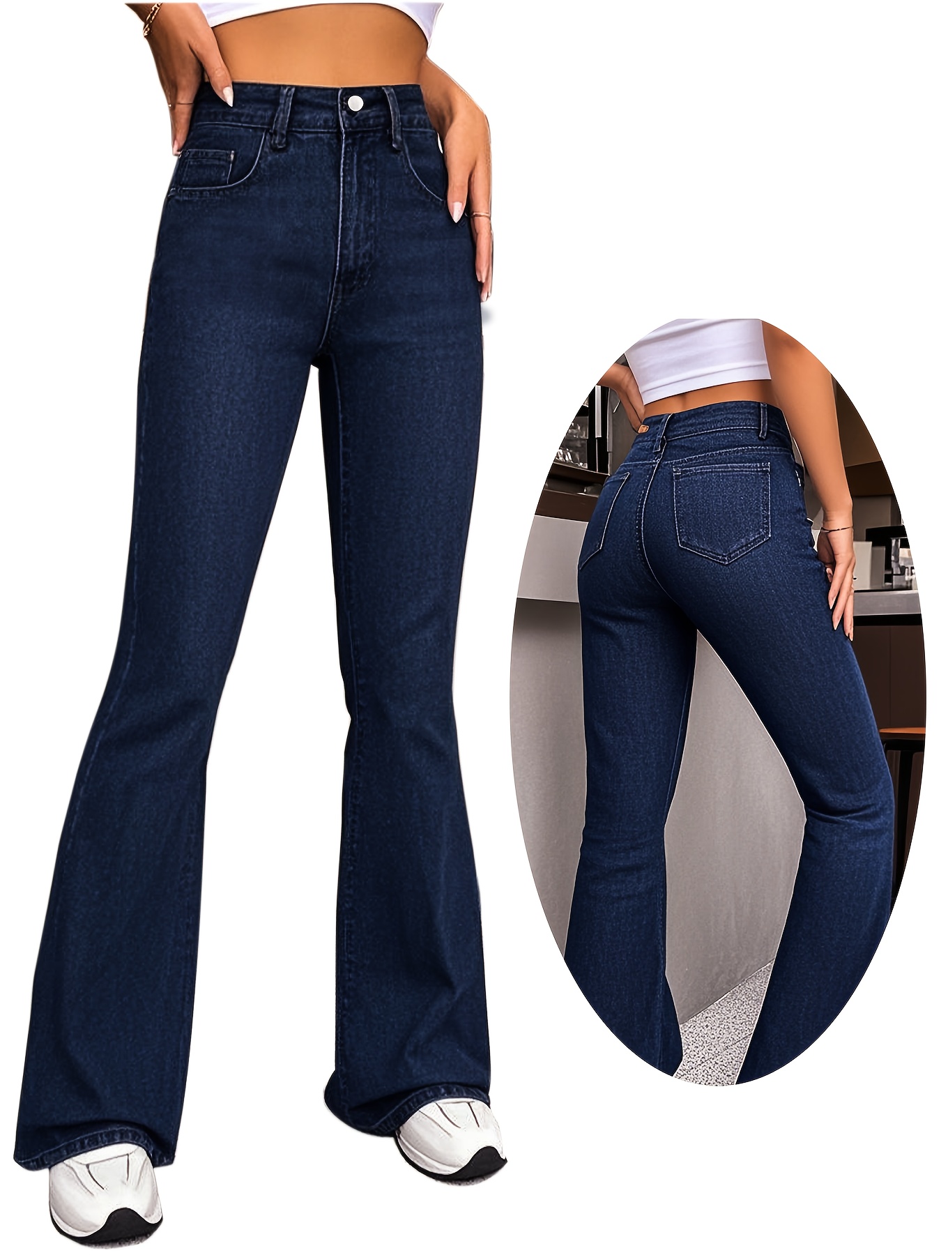 jeans bootcut a vita donna pantaloni eleganti svasati Temu Italy