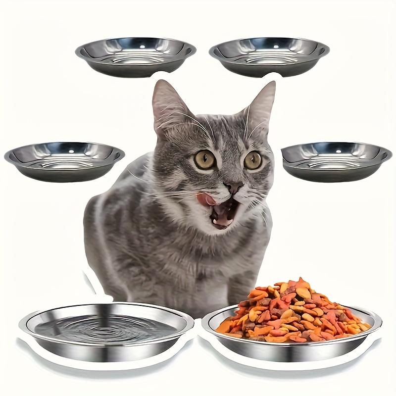 3pcs 7pcs set stainless steel cat bowls anti slip pet tableware wide and lightweight design suitable for   easy to clean suitable for cats and dogs large diameter pet food and water bowls   washed in the dishwasher Product details 5