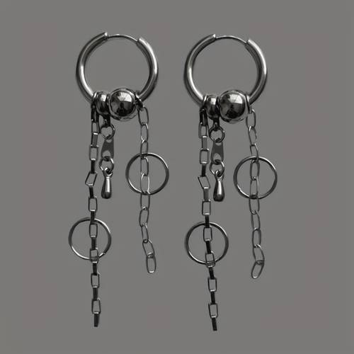 handmade stainless steel chain punk grunge dangly earrings creative gift box packaging without battery
