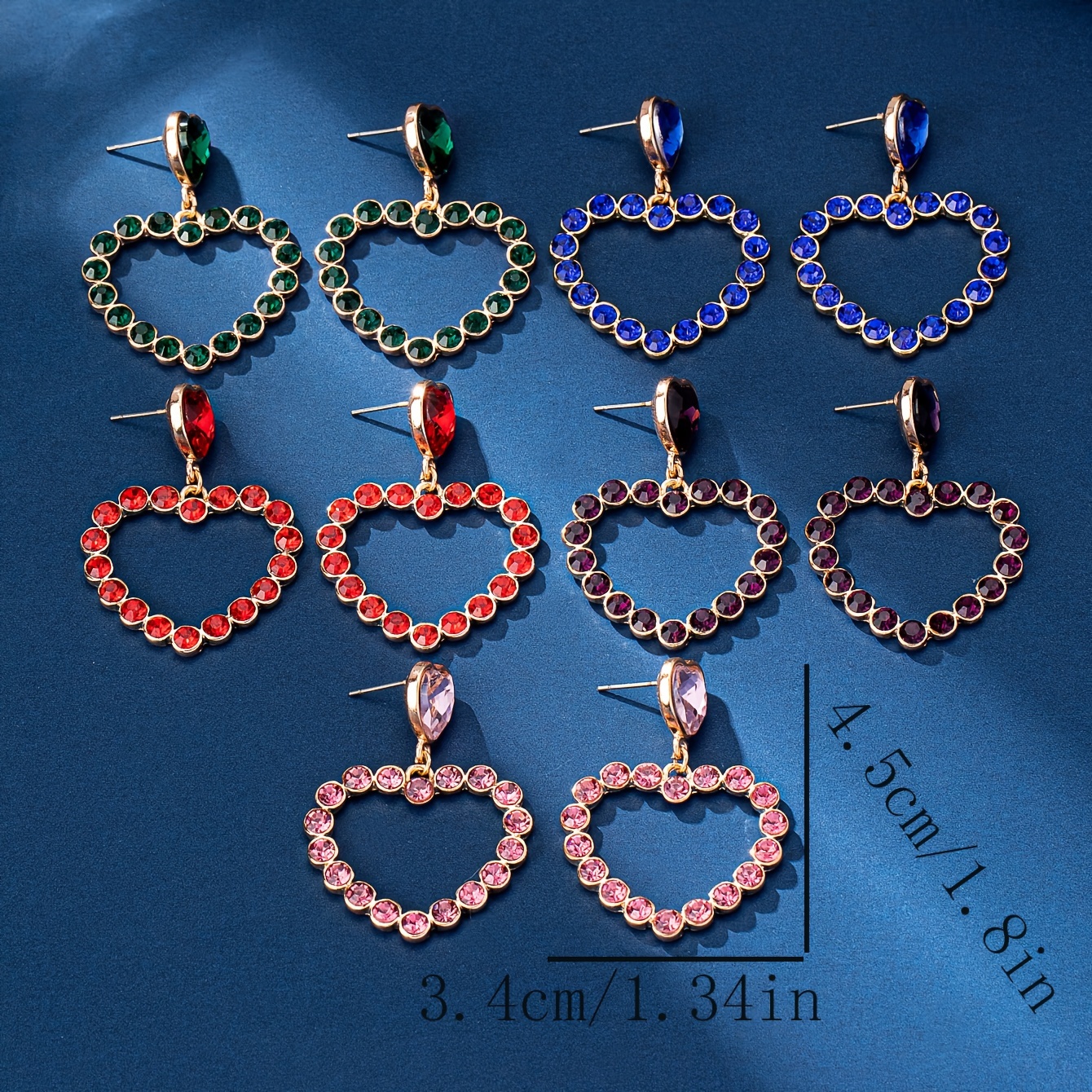 Heart Shape Red Gemstone Dangle Earrings for Christmas