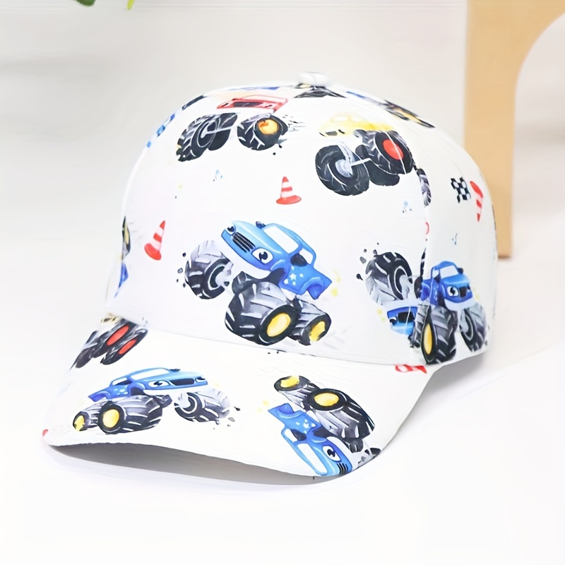 1pc Children's Unisex Off-Road Vehicle Print * Baseball Cap, Adjustable  Outdoor Cotton Elastic Sun Hat, For Daily Wear, For Boys Girls