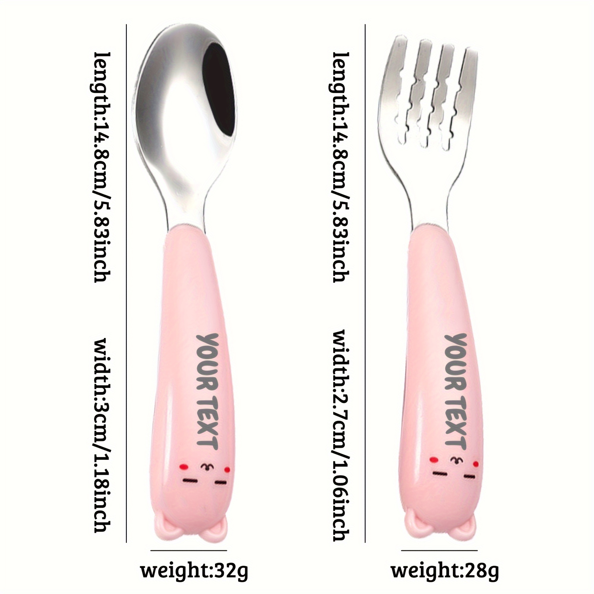 personalised engraved name stainless steel cutlery 2pcs set set solid colour with   cute and simple Product details 4