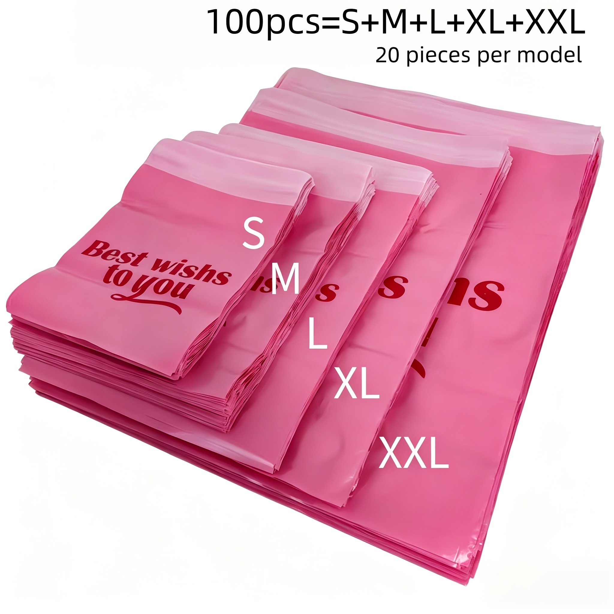 TEMU Mixed Pack 60/100pcs Pink Double-sided Printed Poly Mailing Bags, Self-sealing Courier Bags With Reinforced Edges, & Extra For Large Size -