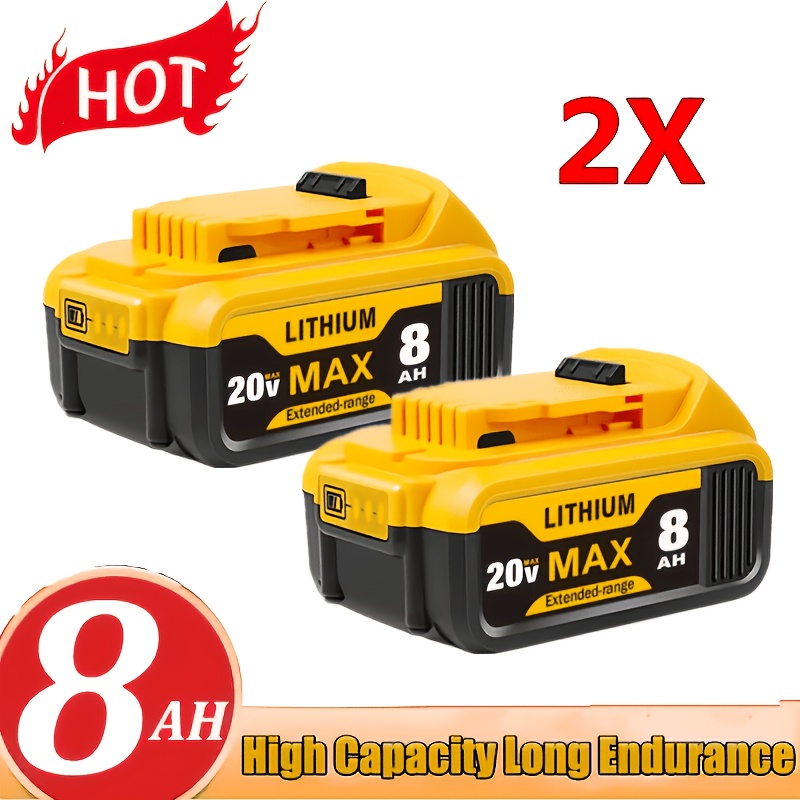 TEMU 2 Pack 8.0ah Replacement For 20v 20 Volt .0ah Dcb206-2 -2 Lithium Compatible With Dcb200 Dcb201 Dcb206 Dcb204 Dcb208