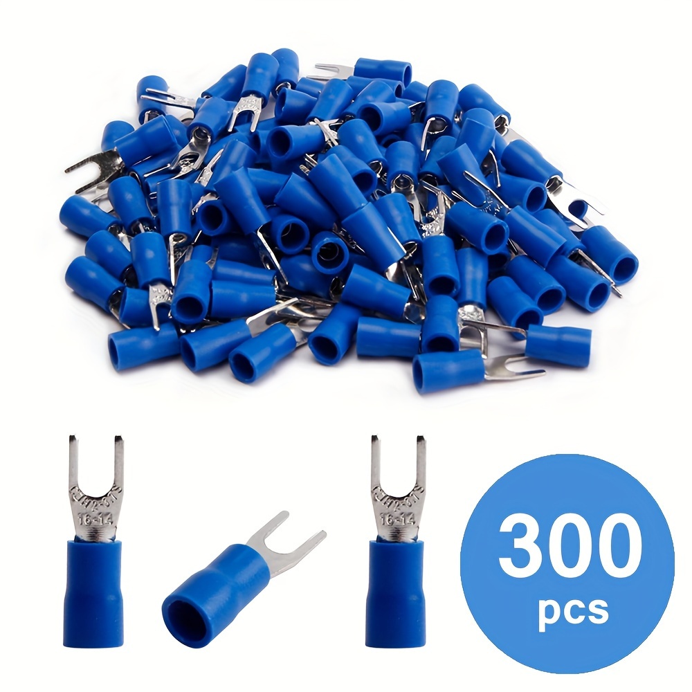 TEMU A Set Of 300 Awg 16-14 Insulated Fork And Spade Wire Connectors For Voltage Terminal Connections, Suitable For 1.5-2.5mm² Wires
