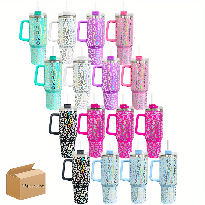 

16pcs 40oz Mixed Color Holographic Leopard Tumbler