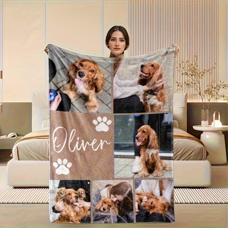 TEMU Couverture Plaid en Flanelle avec Photo Personnalisée - Collage Multi-Photos Personnalisé pour Couples Toutes - pour Canapé, Lit, Cadeau de