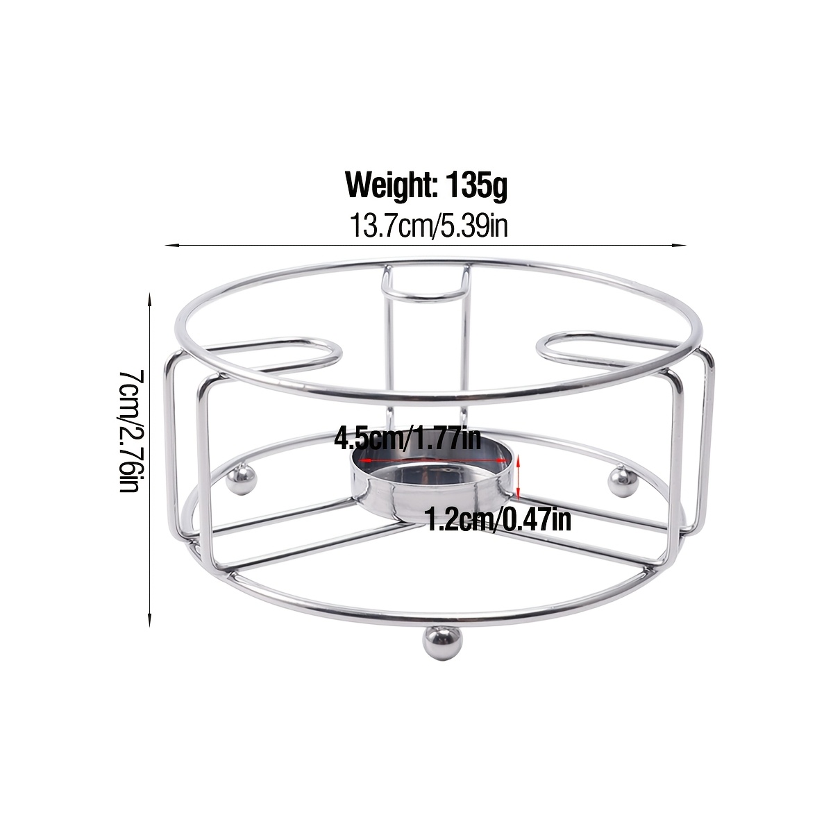 TEMU 1pc Round Teapot Warmer Stand, Wrought Iron Candle Teapot Heating Holder, Stable Heating Stand, Compatible With Glass Teapots, Coffee Pour-over