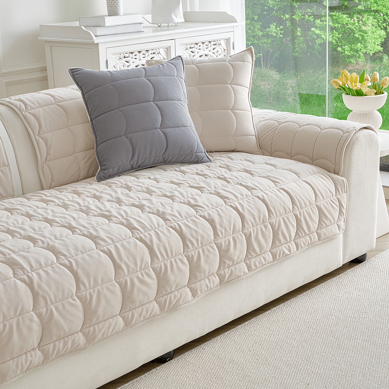 TEMU 1pc New Universal Style Sofa Protector Pad, Machine Washable, Water Washable, Wear-resistant, Non-slip, Suitable For Homes With Pets