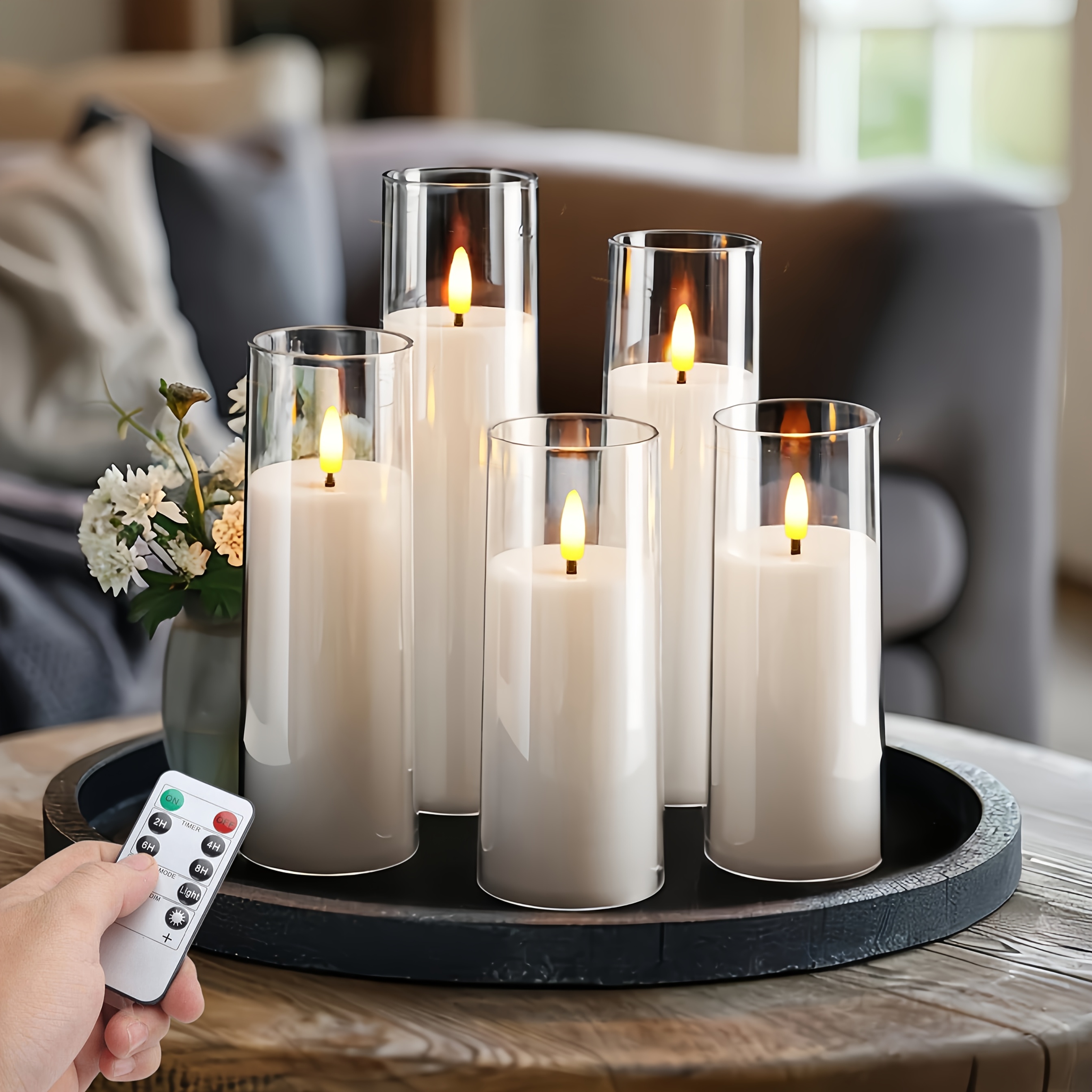 Mnsruu Flammenlose Stumpenkerzen Mit Fernbedienung, Batteriebetrieben, Farbwechsel & Timer – 2 Stück, 7,6 Cm Durchmesser, Höhen
