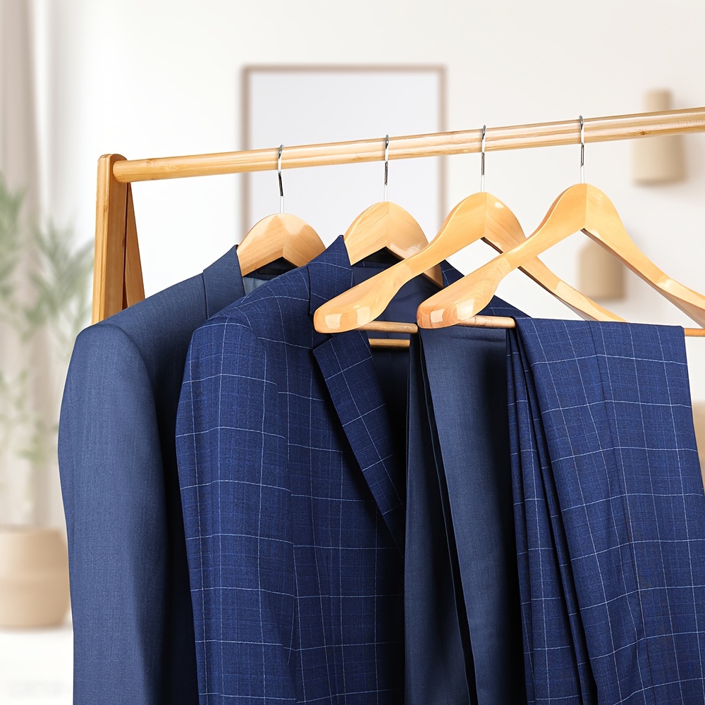 

Coat Hanger 8-pack, Trouser Hangers Extra Wide Shoulder Wooden Hangers For Heavy Coat, Sweater, Skirt, Suit, Pants, Retro Finish (natural Finish)
