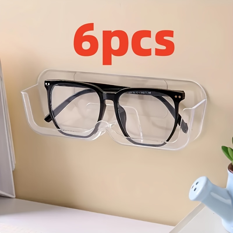 6pcs Wall-mounted Glasses Storage Rack, Plastic Hanging Glasses Display Rack, Space- Home Storage Organizer, Home Decor, Christmas Gift, New Year Gift, Men's Gift, Women's Gift