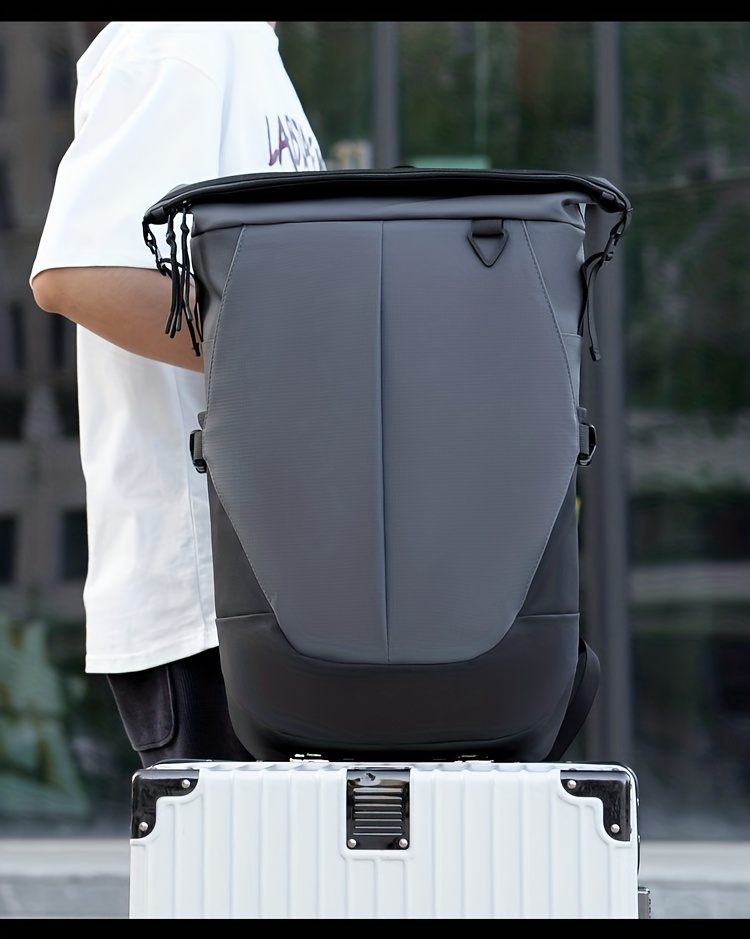 Men'S Stylish Backpack for Business Use, Expandable with a Roll-Top Design, Large Capacity for Laptops, Fashionable And Casual