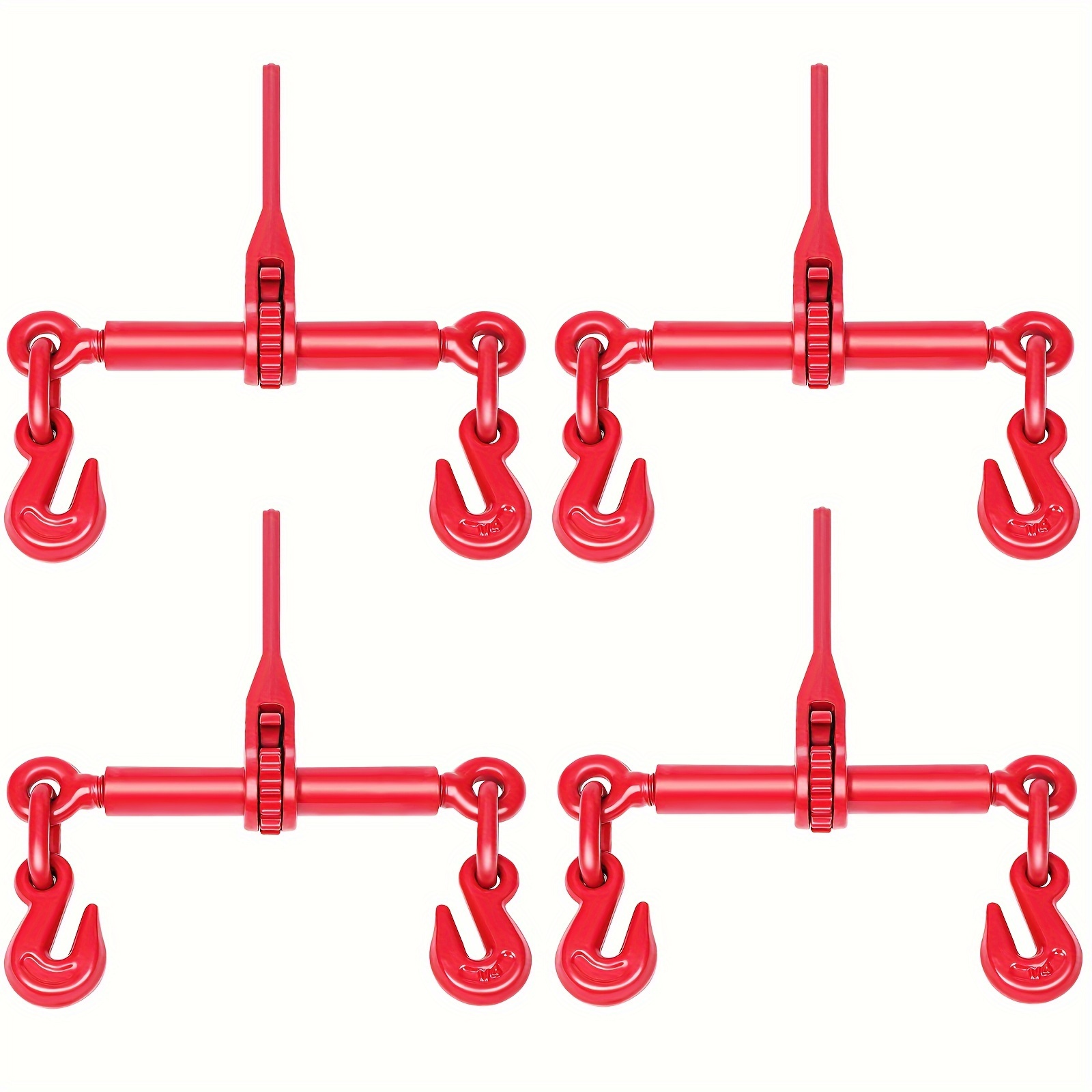 

Chain Binder 1/4-5/16 Inch Ratchet Load Binder Working Strength Up To 2600 Lbs, Breaking Strength Up To 9200 Lbs, Adjustable Length, Ratchet Chain Binder For Tie Down, Hauling, 4-pack In Red