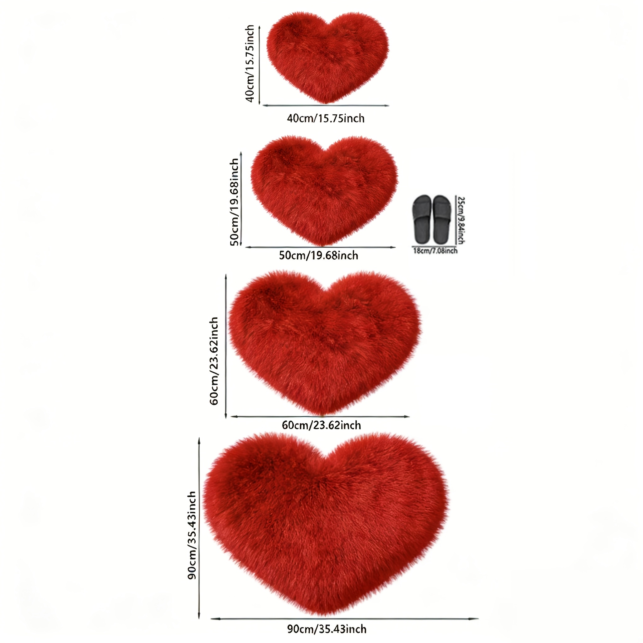 TEMU Tapis de Cœur Rouge, Tapis Antidérapant et Adapté , Chevet, Chambre, Salle de Bain et Entrée ; Parfait pour la Décoration de la Saint-Valentin