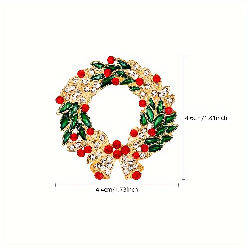 Image of New Christmas Wreath Brooch For Dresses, Shirts, Suits, Gowns, Sweaters, Scarves, Shawls, And Coats - Exquisite And Fashionable Christmas Bell Decoration For Daily Wear And Party Accessories