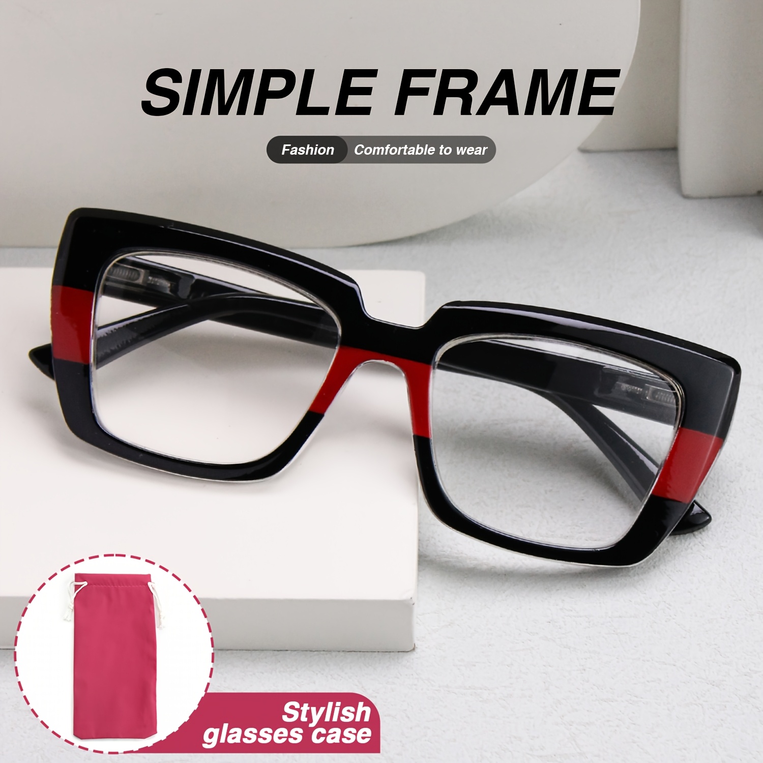 3pcs Fashion Oversized Rectangular Monogram Glasses Set