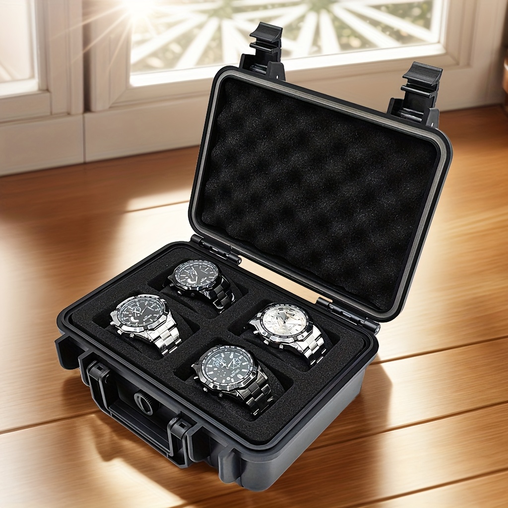 1  and jewelry storage box portable case made of high quality pp abs material protective case waterproof and dustproof pressure resistant and drop resistant designed with 4 12 20 slots essential for organizing watches and jewelry suitable for home storage outdoor travel   business trips and self driving tours a   for valentines day and christmas gifts Product details 10