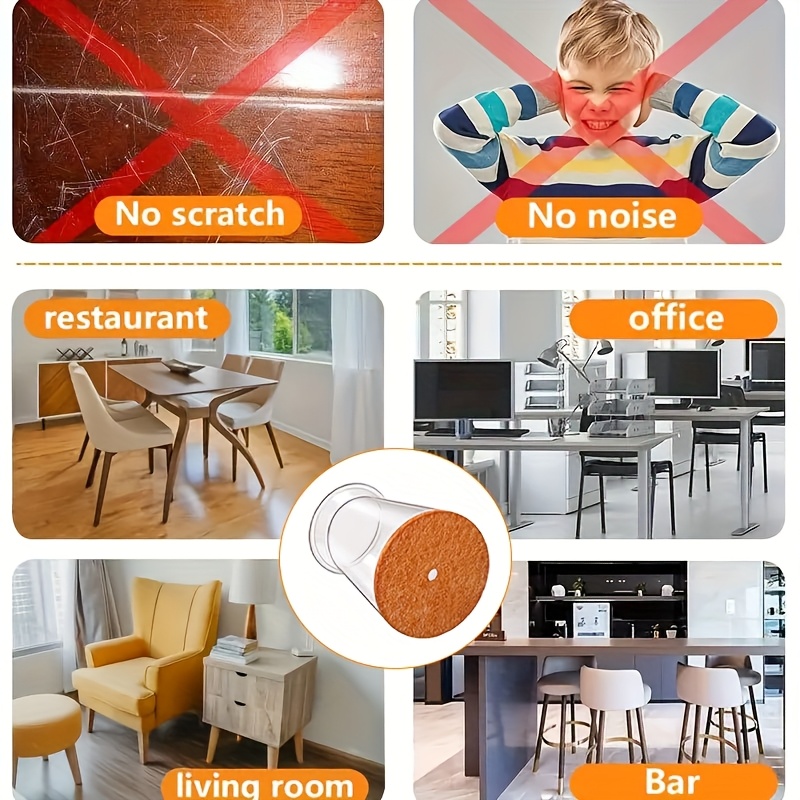32 clear silicone chair   covers with yellow felt cushion chair leg floor protectors for hardwood floors tile floors non slip furniture pad no noise scratch resistant long lasting polished no power required large size for 1 34 1 97 inches Product details 5
