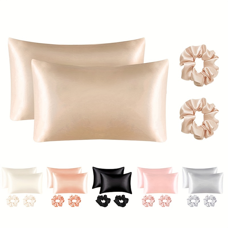 

4pcs Plain Satin Pillowcase (no Pillow Insert), Smooth Skin-friendly Pillowcase For Hair And Skin, For Living Room Bedroom Sofa