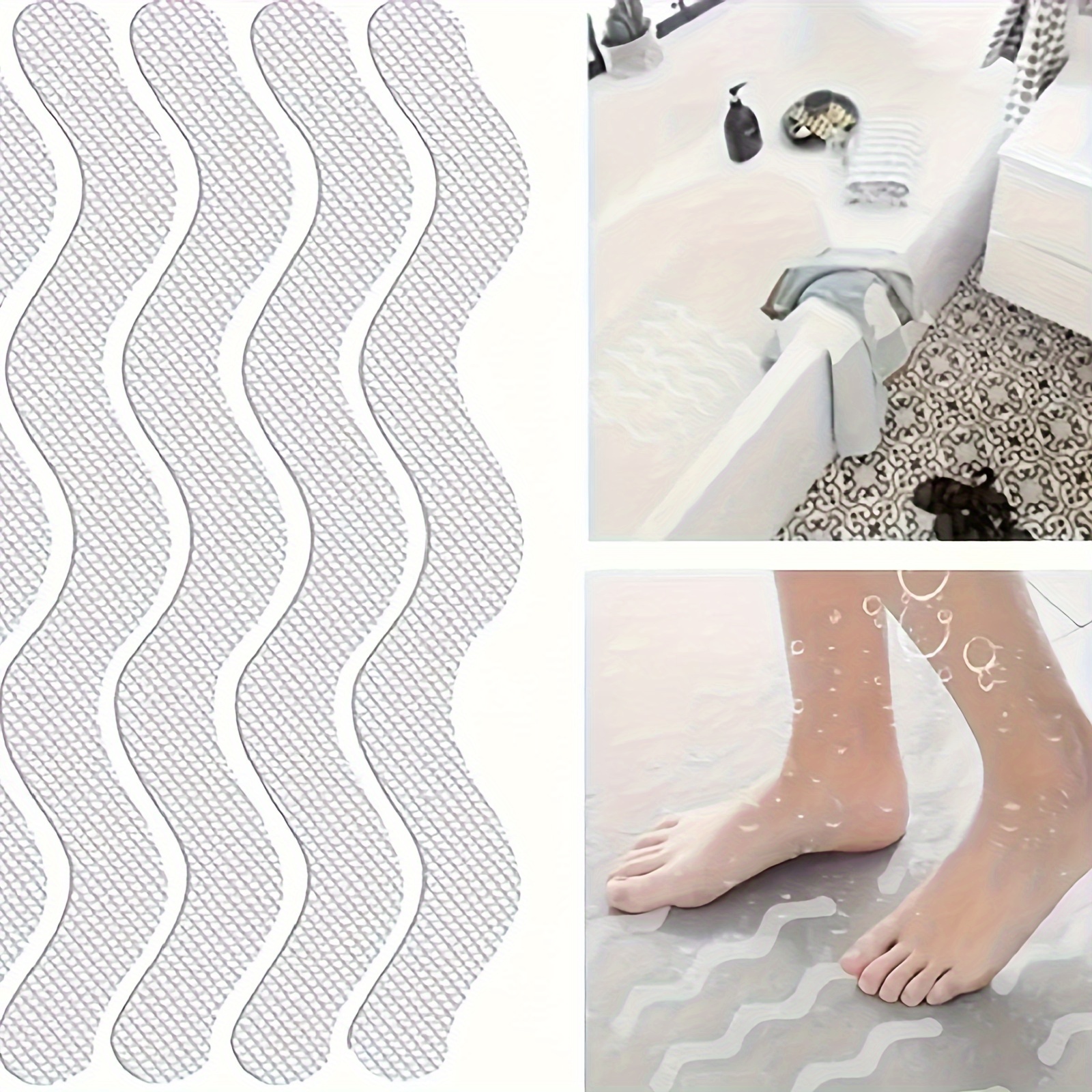 Pegatinas de ducha en forma de onda S, tiras antideslizantes para  escaleras, suelo, bañera, pegatinas antideslizantes