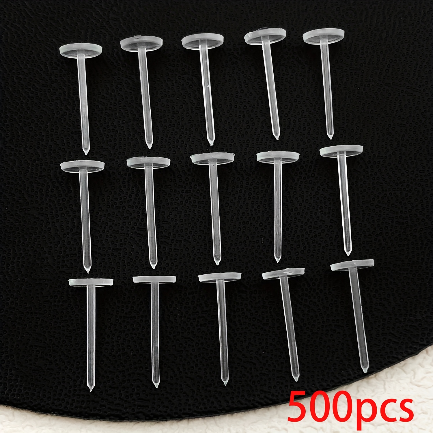 TEMU (500 piezas/250 ) Aretes de plástico invisibles de 5 mm, pasadores , mini perforaciones, accesorios para joyería