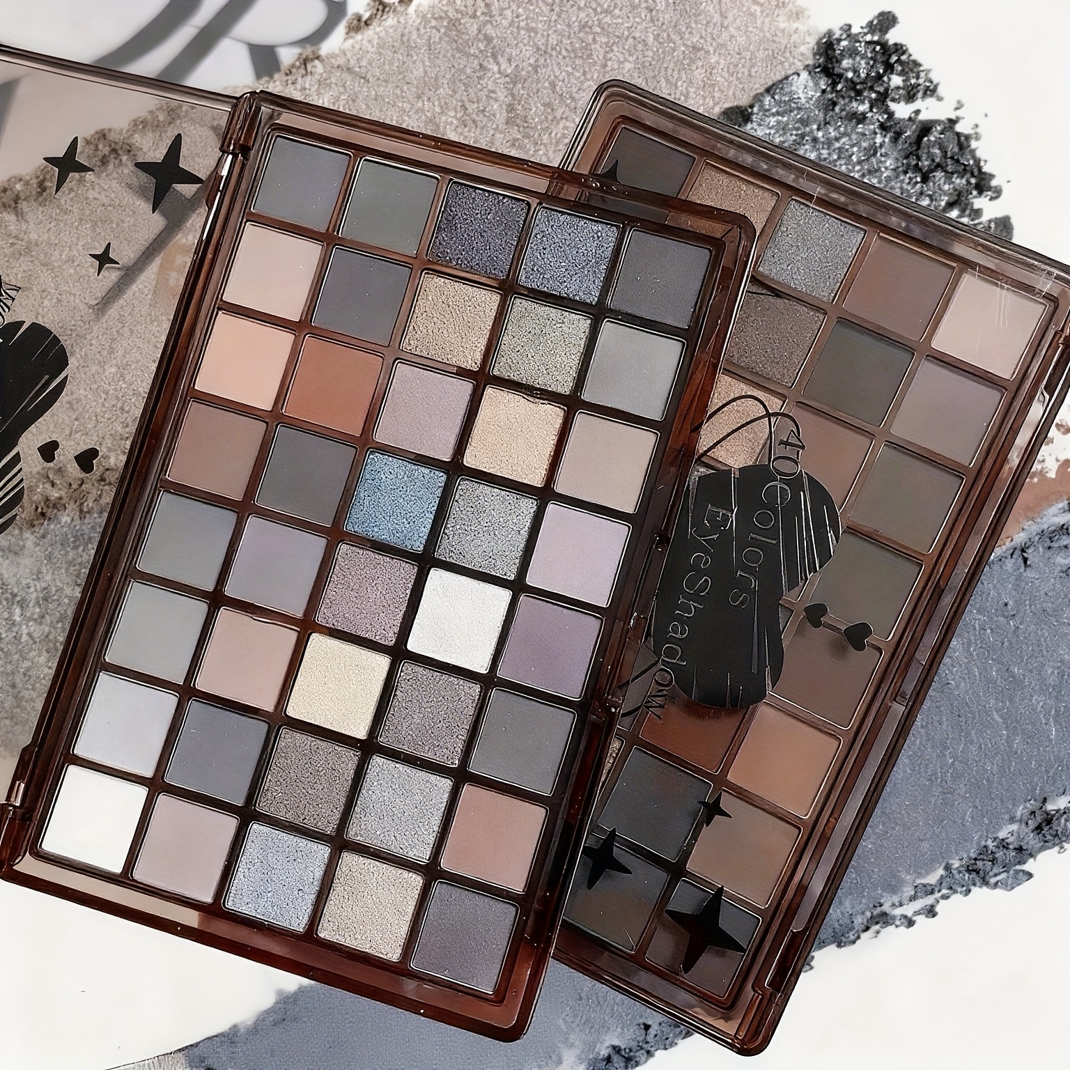 TEMU 40-color Smokey Eyeshadow Palette - Matte & Shimmer , Waterproof Long-lasting, Black Grey Brown Shades, Gothic Halloween Makeup, Gift