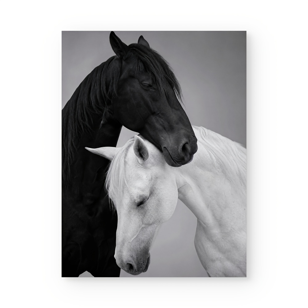 TEMU 2d Flat, Posters And Prints Unframed Canvas Wall Art Modern Minimalist Animal Horse Portrait Black And White Printing High Resolution For Living