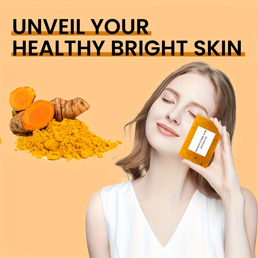 Alcohol-Free, Deep Cleansing 15pcs Turmeric & Lemon Soap Set - Handmade Bars for All Skin Types - Ideal for Beard & Facial Cleansing, Exfoliating & Brightening, 100g Each