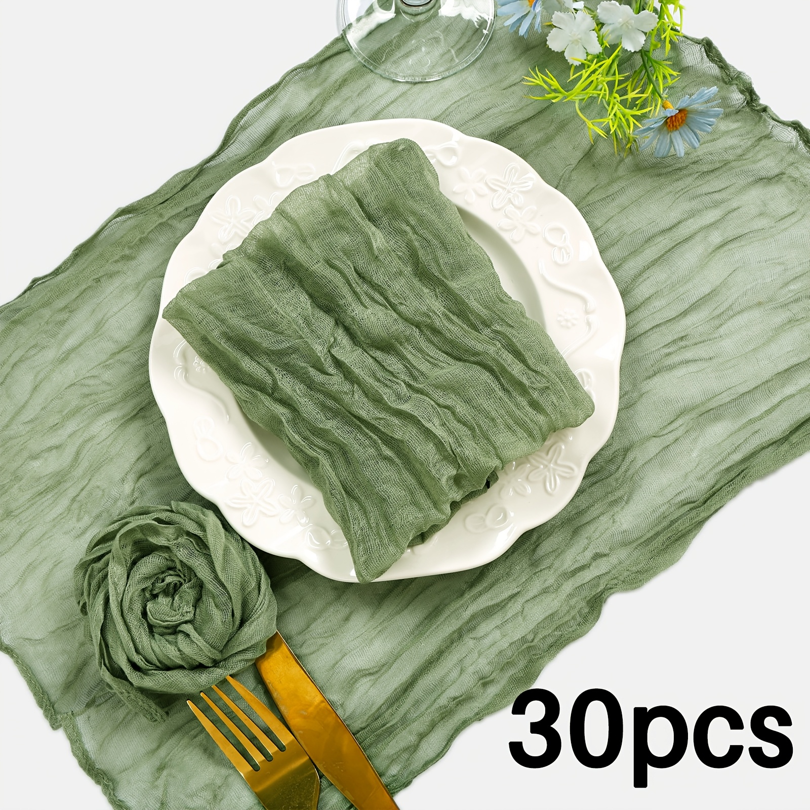 TEMU 20/30pcs Cheese Gauze Napkins, 17x17 Inches, Bohemian Style Polyester Cloth Napkins, Suitable For Weddings, Birthdays, Banquets, Holidays,