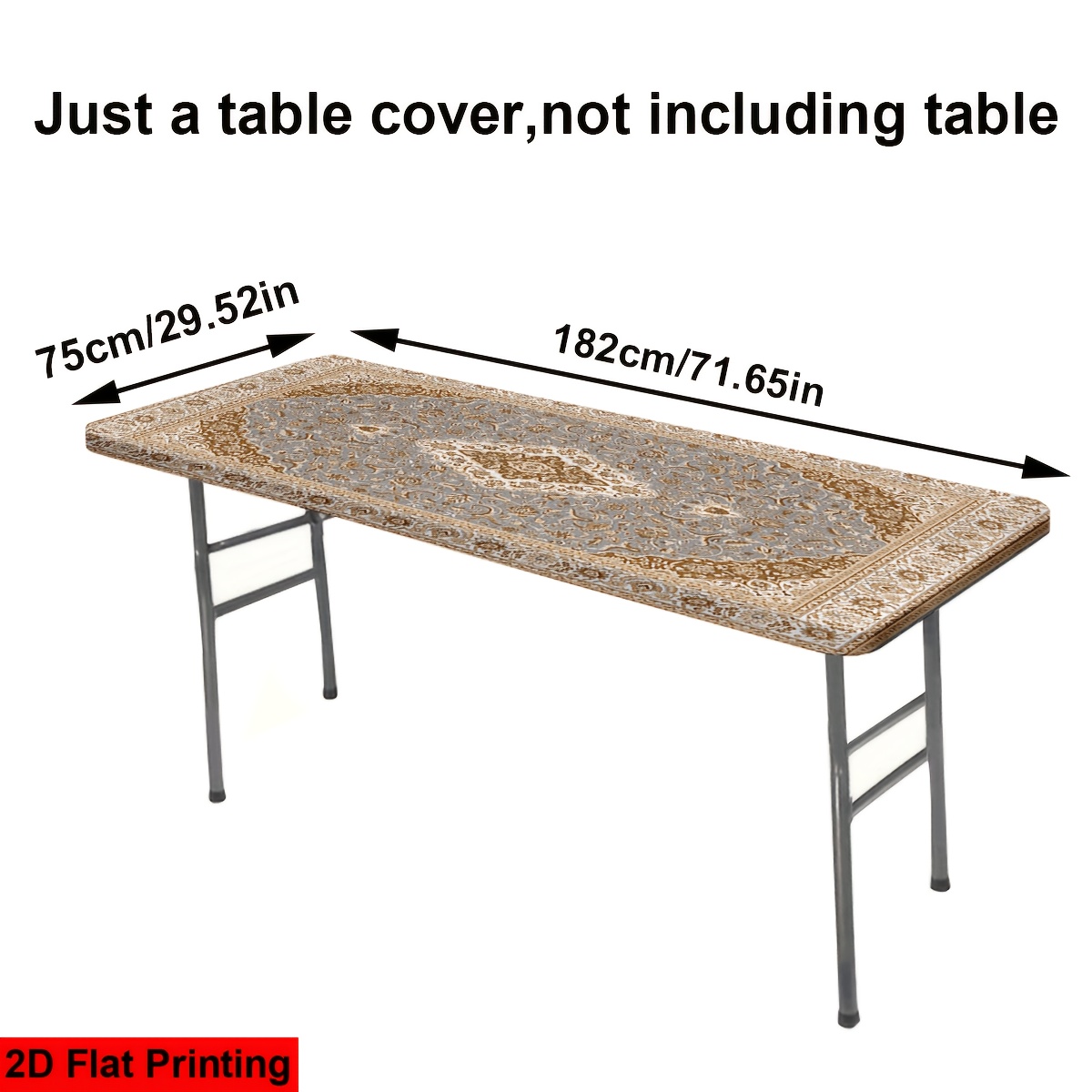 TEMU 1 mantel elástico estampado estilo bohemio de 4/6 pies para mesa de picnic, cubierta de mesa lavable para exteriores con bordes elásticos, para