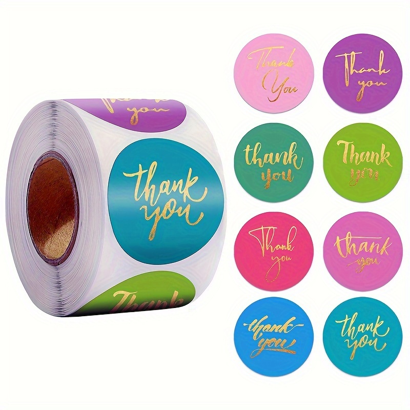 

500 Stickers/roll Thank You Stickers Golden Stamping Stickers Labels