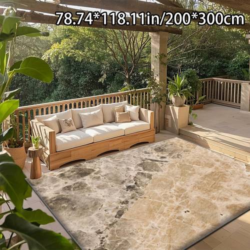 Outdoor Patio Sofa Set with Plush Cushions - 200.0 .0 cm Rectangular Sectional, Beige & Brown Striped Design, Machine Washable Polyester, Living Room, Bedroom, or Outdoor Spaces, Outdoor Furniture, Patio Furniture, , Durable Furniture, Lounge Suite Furniture, Outdoor Carpet Weatherproof, Terrace Outdoor Carpet, Outdoor Carpet, Outdoor Teppich Wetterfest X, Outdoor Carpet On , Outdoor Carpet Resistant To Weather, Living Room Carpet, Carpet