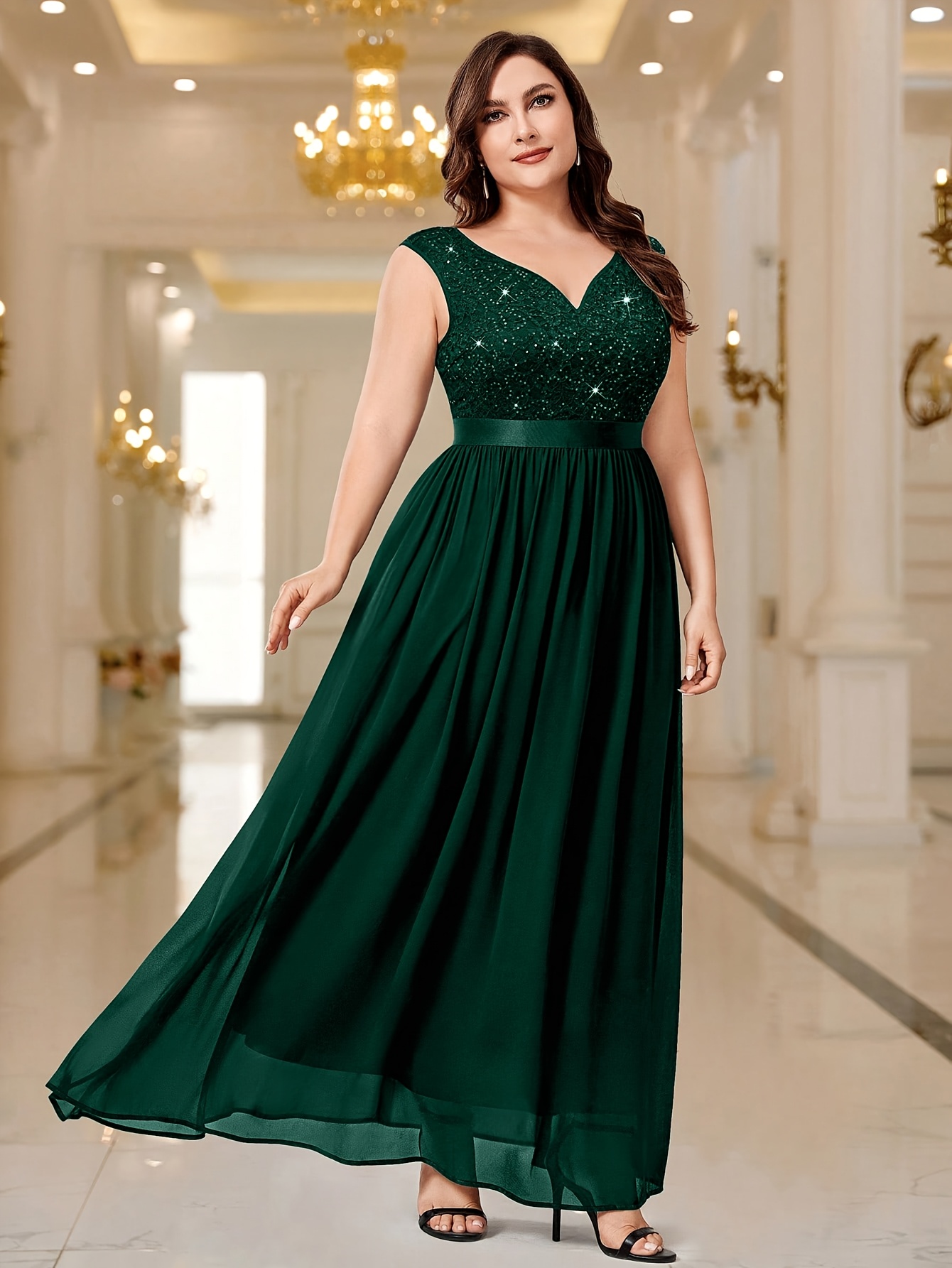 long formal dresses for plus size women Sexy Plus Size Evening Dresses | Mermaid V neck with Lace Sleeves