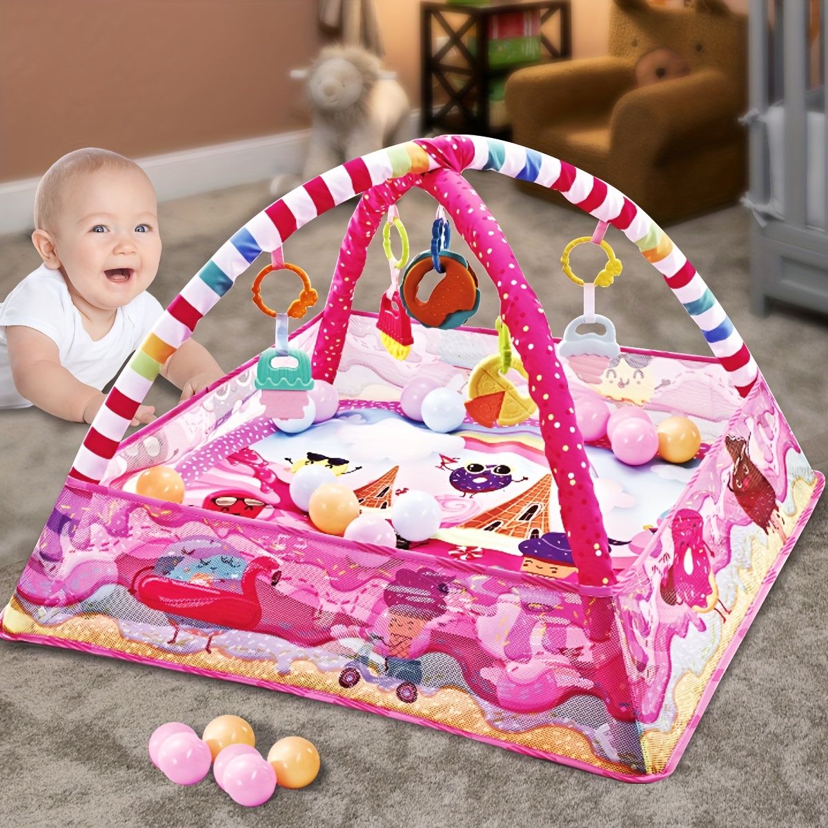 Speelmat, activiteitengym en speelmat voor jongeren, speelmat en activiteiten, speelmat voor jongeren, buikmat speelgoed, kerst, Halloween, Thanksgiving-cadeaus, willekeurige accessoireskleur