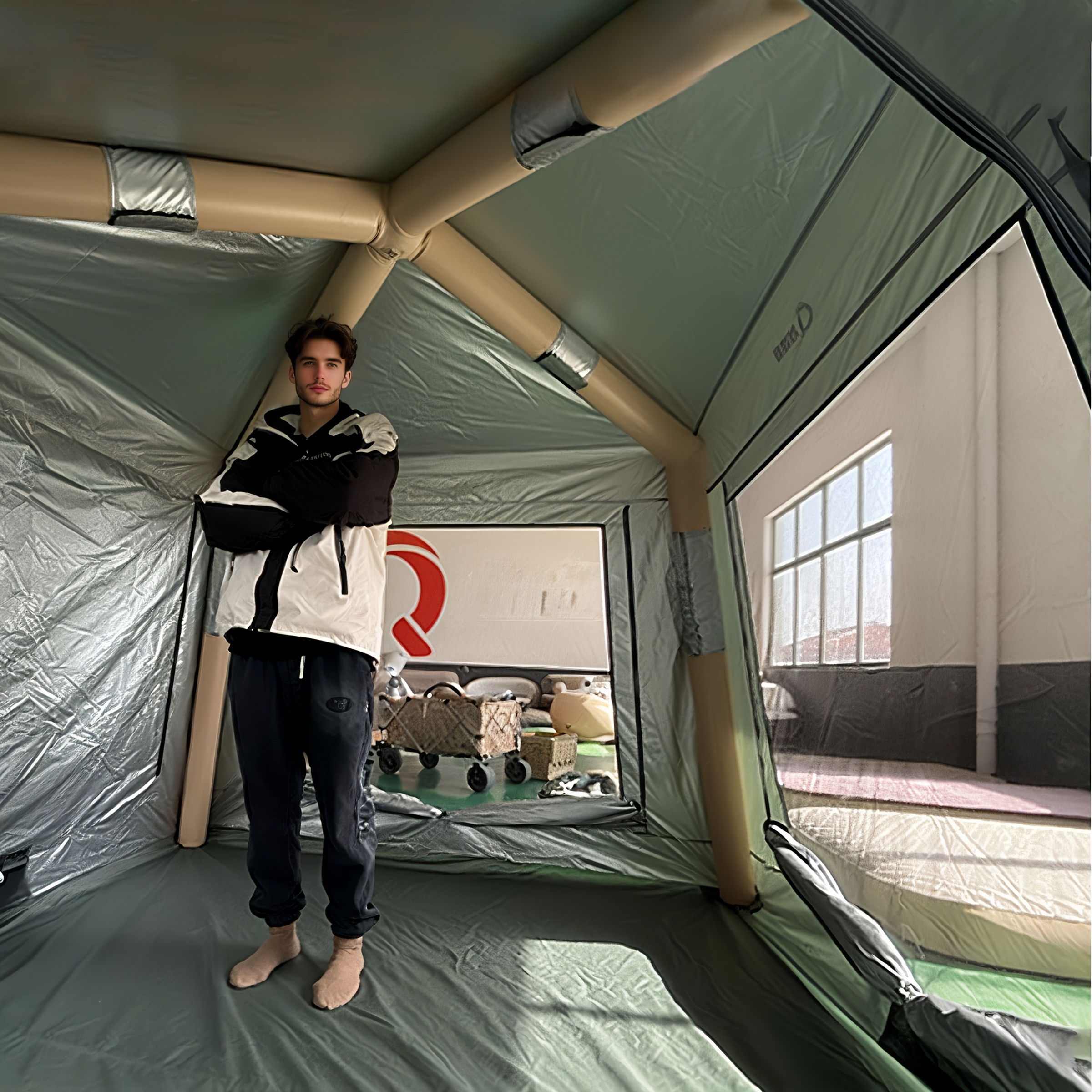 luksusowy namiot nadmuchiwany 5,29 m², przenośny, szybkie pompowanie, dla 3-5 osób; idealny na rodzinne kempingi, pikniki, wędkowanie itp