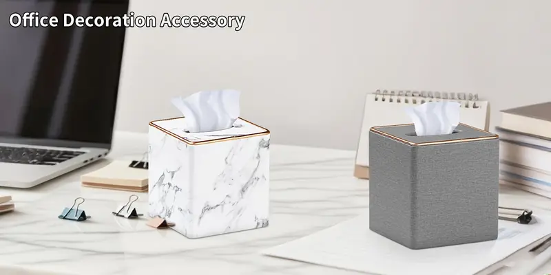 square tissue box holder with magnetic bottom stylish leather tissue cover polished multi compartment organizer for bathroom vanity bedroom dining table car durable easy bathroom organizers and storage vanity accessory modern decor accessory sleek construction Product details 2