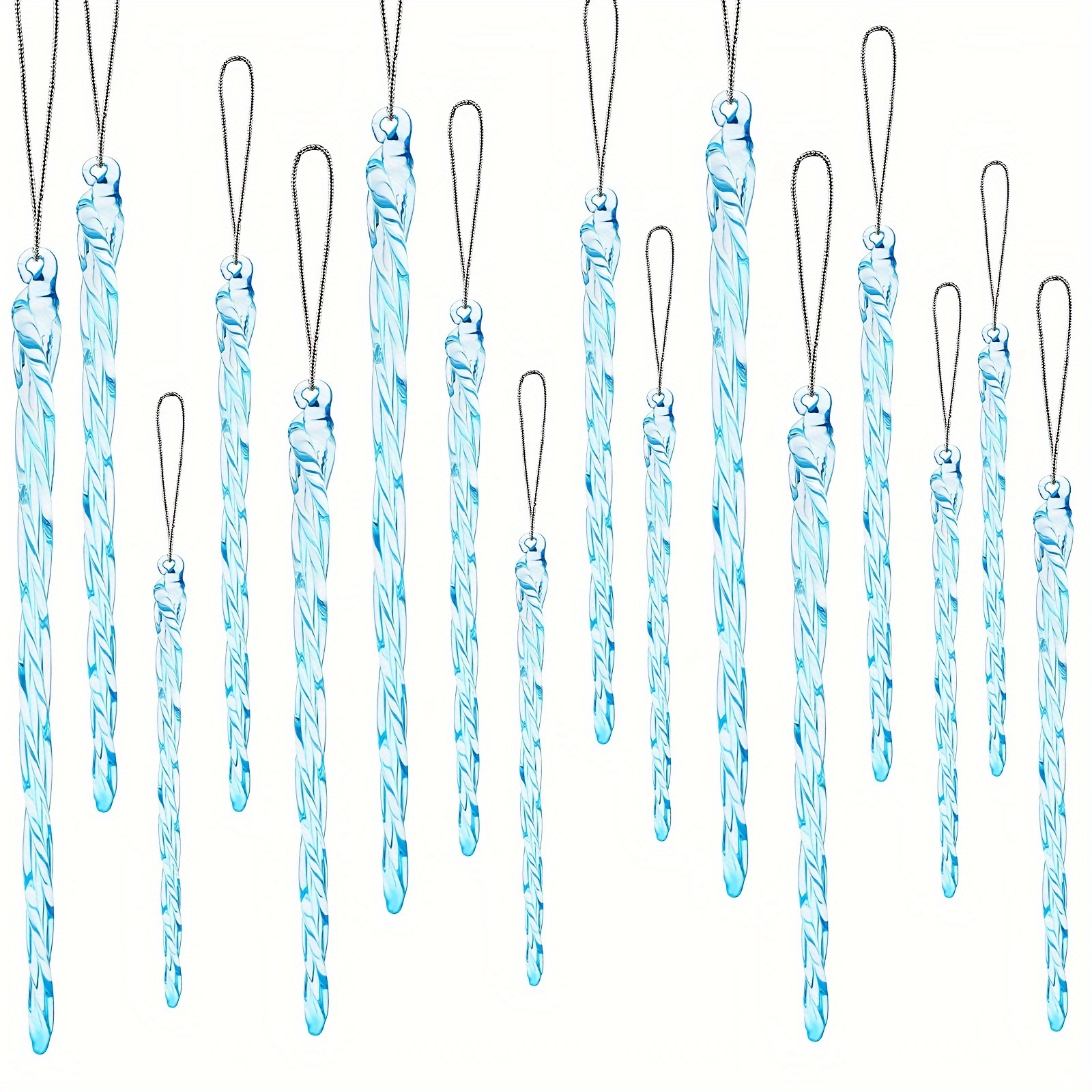 

Glass Icicle 3.5-7.8 Inch Twisted Glass Icicle Christmas Ornaments Icicle Decorations Hanging (light Blue, 54)