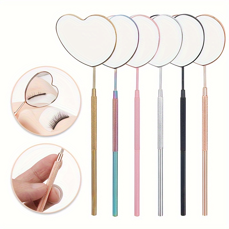 

6 Color Cute Heart-shaped Lash Mirror, Removable Stainless Steel Lash Mirror, 45° Angle Design For Extended Lashes, Lash Extension Tools And Eyelash Technology Tools, Suitable For Ladies