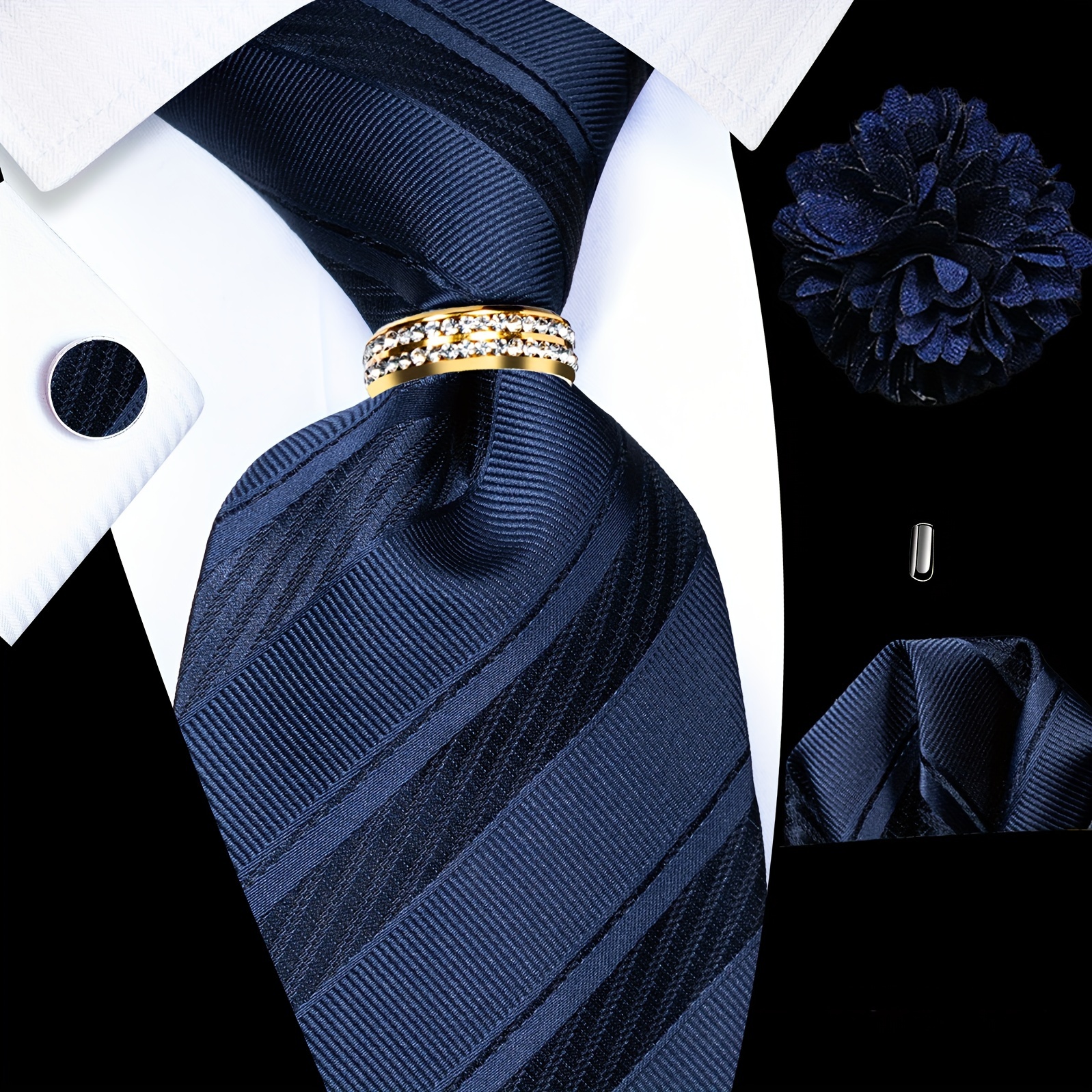 Ensemble de cravate bleu marine -254+18