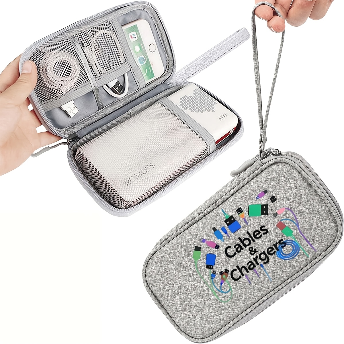TEMU Cable Storage Bag - Zipper Closure With Handheld - A Must-have For Travel And Holiday Gifts