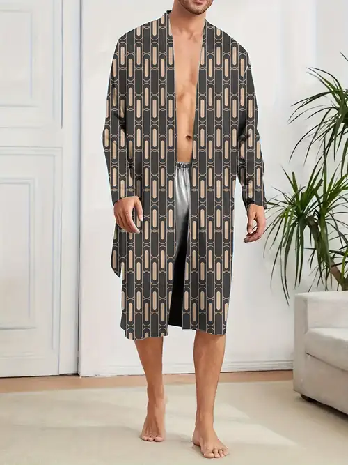 mens lightweight summer dressing gown Kilaqueen Mens Short Sleeve Long Robe Terry Cloth Belted Bathrobe Sleepwear Summer Lightweight Spa Hotel Dressing Gown Loungewear with Pockets