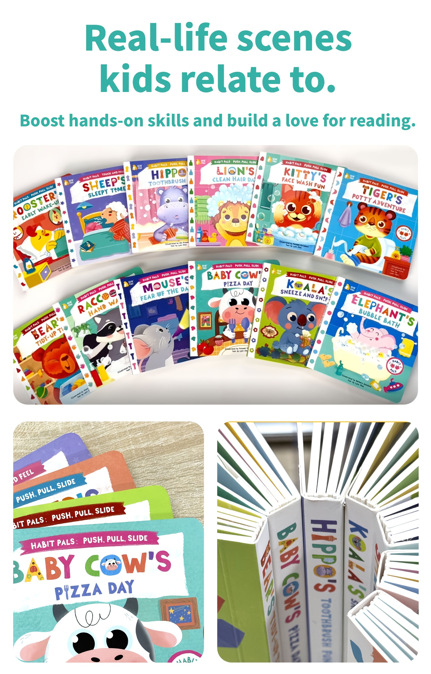 Baby Cow Lift-the-Flap Books, Good eating habit formation, Interactive picture, Cow'S Pizza Day, push-pull book, Early education enlightenment, Illustrated by Canadian Artist, Birthday Gift, Bear Tale