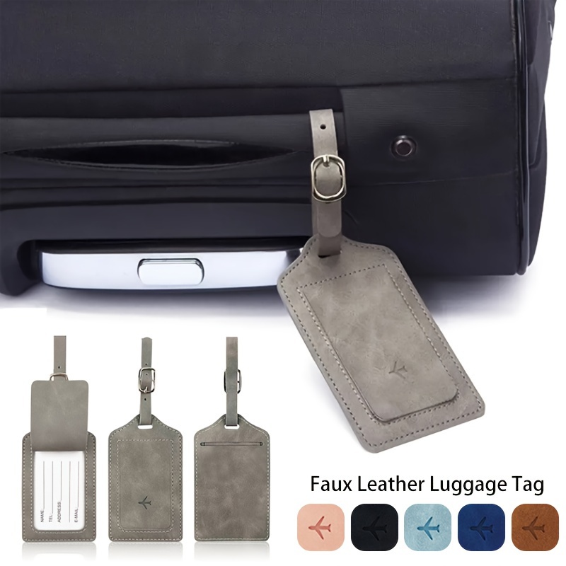 

Faux Leather Luggage Tag With Privacy Cover, Identifier And Name Tag For Travel And Bags