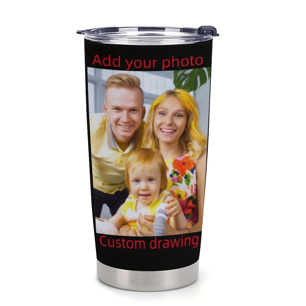 

(custom Products) Personalized Coffee Mug Custom Pictures, Custom Photos 1pc 20oz Stainless Steel With Lid And Vacuum Insulated Glass, Personalized Coffee Travel Mug With Lid