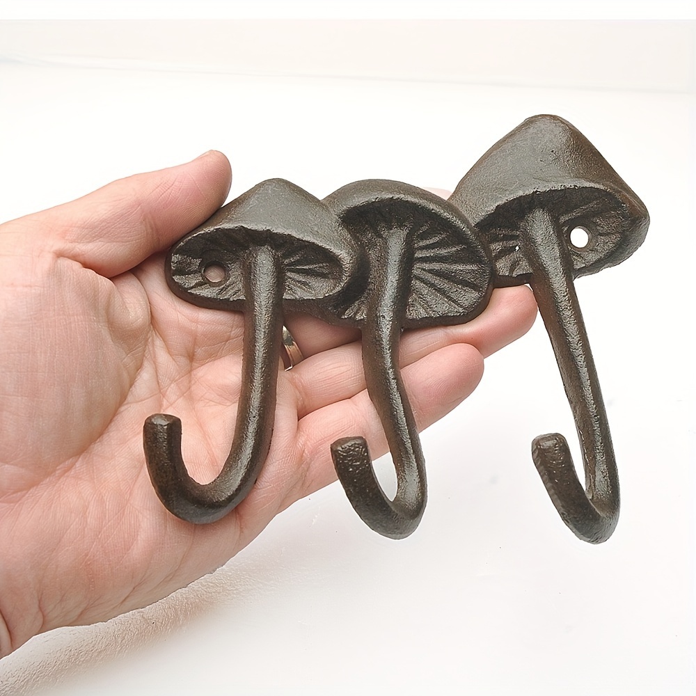 

Vintage Mushroom Cast Iron Wall Hook - , Polished For Coats, Keys & Decor