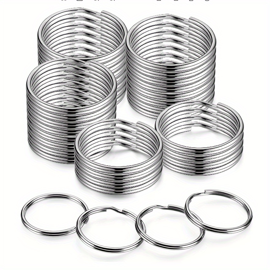 

100pcs Stainless Rings - Metal Split Rings For Diy Crafts, Jewelry Making & Dog Collar Tags - Fashionable Silvery-tone, Non-twisted Design