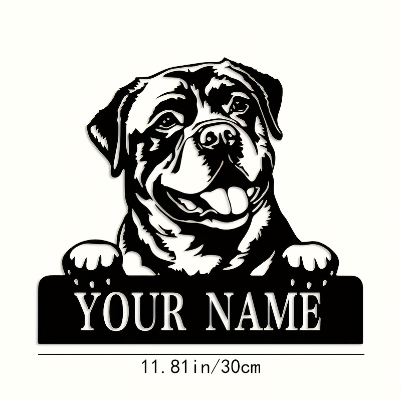 TEMU Custom Personalized Rottweiler Metal Wall Art, Customizable Nameplate For Dog Lovers, Black Metal Home Decor Sign, Suitable For Indoor Use