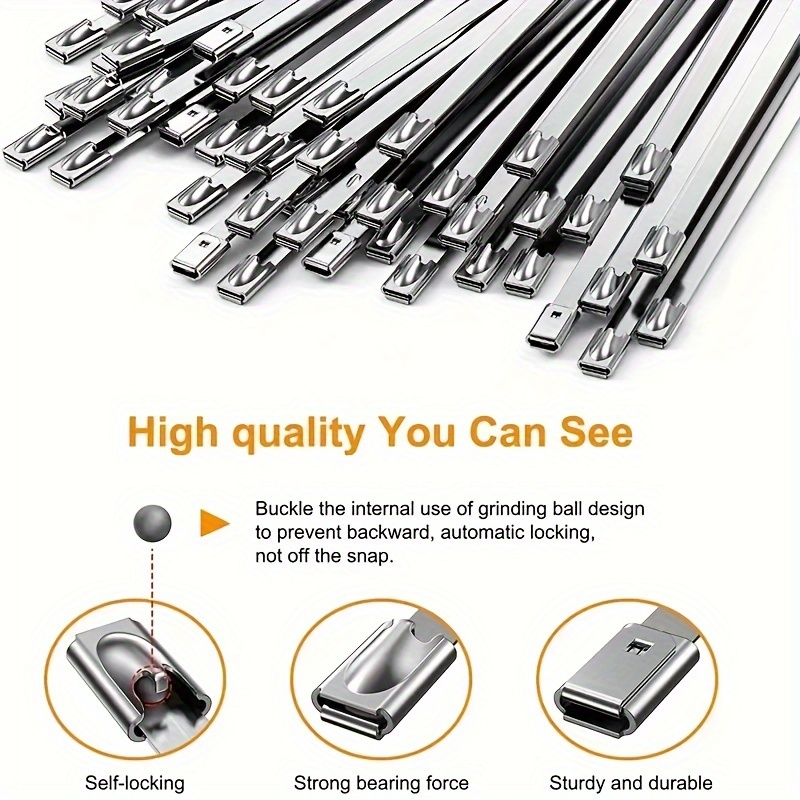 self locking 304 stainless steel cable tie 4 6mm wide for fixing equipment on ships made of white steel with golden anti     resistant to high temperatures Product details 5