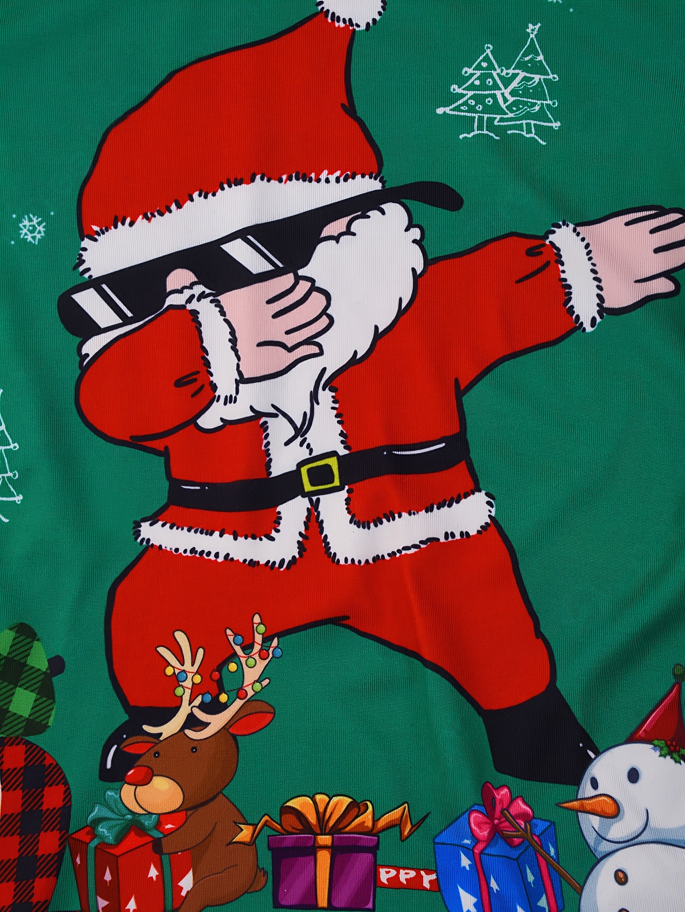 1 set boys casual pajama set cute christmas deer santa claus snowman print round neck long sleeve t shirts trousers comfy   set as daily gift green 2